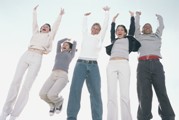 jumping teens hands up smaller Schuylkill Catholic Young Church